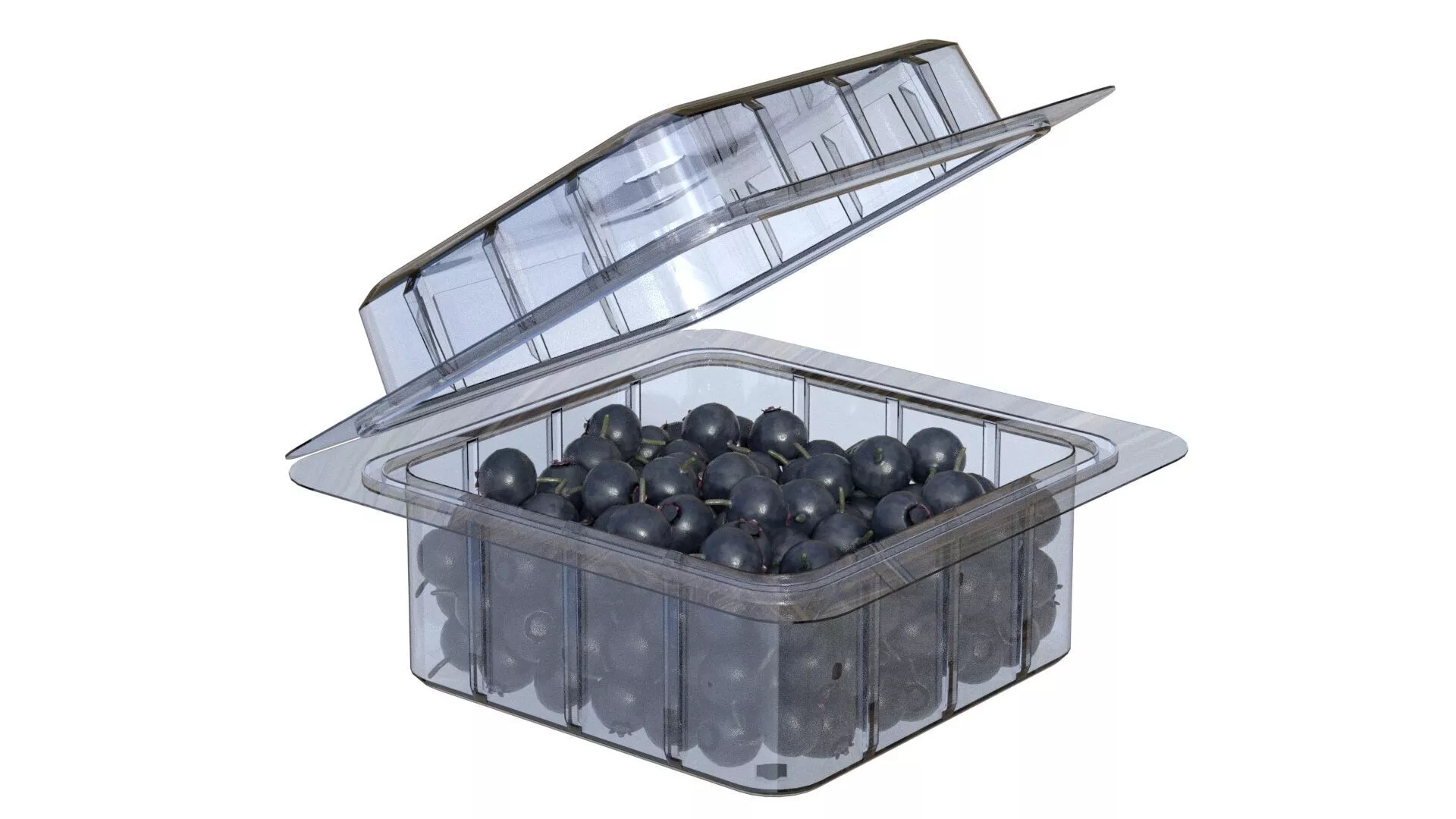 Huckleberry Fruit Box Plastic Transparent Low-poly 3D model