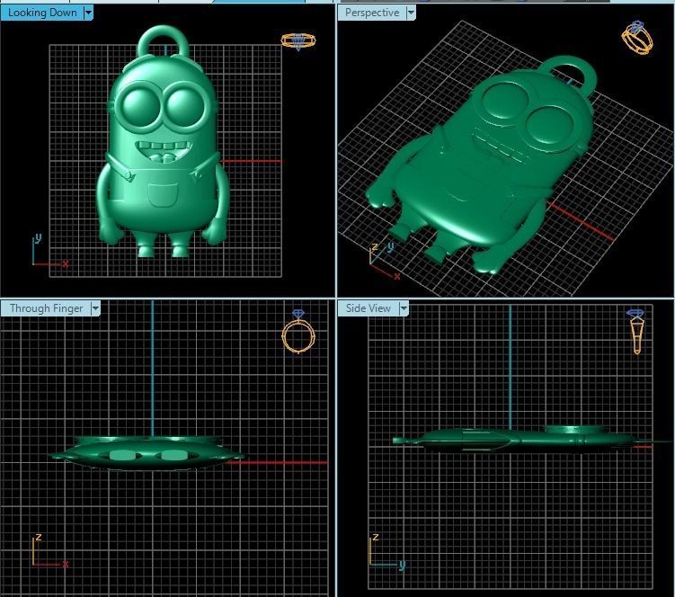 Pendant minion charm - gold 3D print model_2