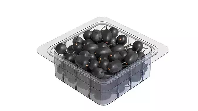 Jambul Fruit Box Plastic Transparent Low-poly 3D model 4