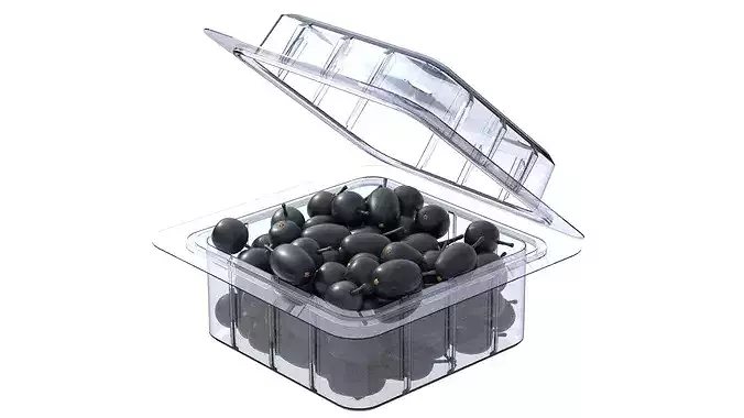 Jambul Fruit Box Plastic Transparent Low-poly 3D model 2