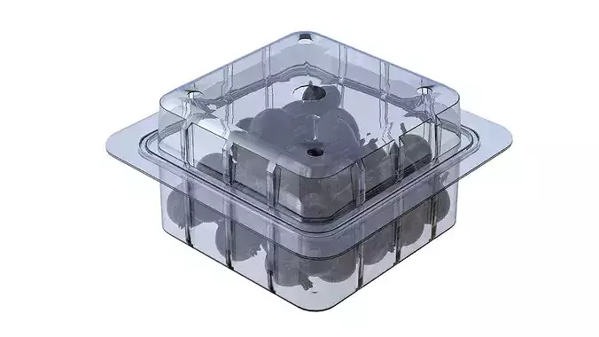 Jostaberry Fruit Box Plastic Transparent Low-poly 3D model 3