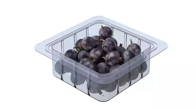 Jostaberry Fruit Box Plastic Transparent Low-poly 3D model 4