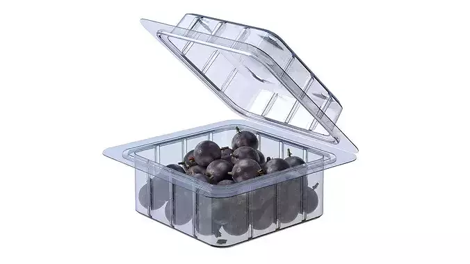 Jostaberry Fruit Box Plastic Transparent Low-poly 3D model 2