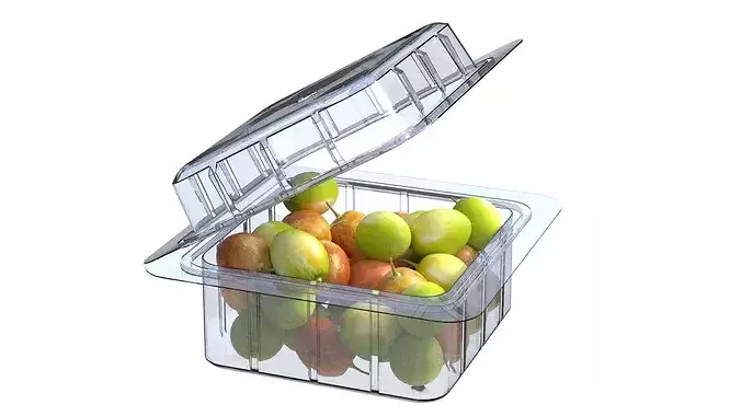 Jujube Fruit Box Plastic Transparent Low-poly 3D model