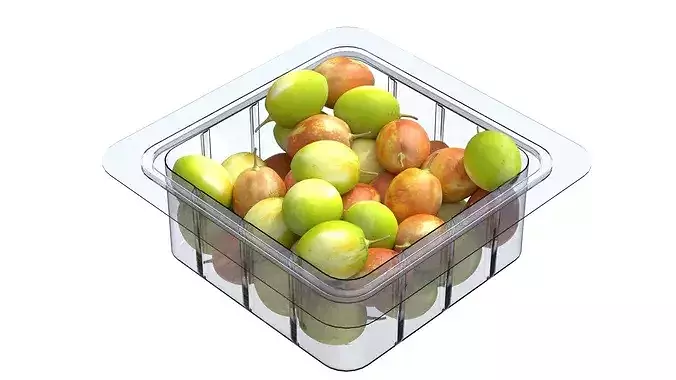 Jujube Fruit Box Plastic Transparent Low-poly 3D model 4