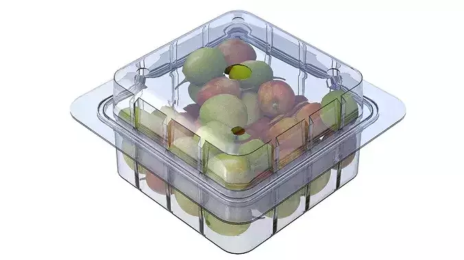 Jujube Fruit Box Plastic Transparent Low-poly 3D model 3