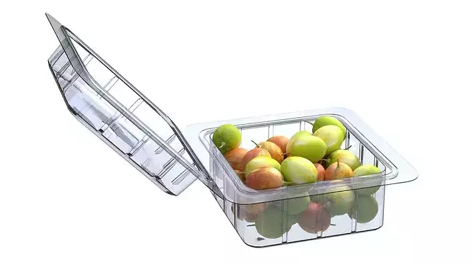 Jujube Fruit Box Plastic Transparent Low-poly 3D model 5