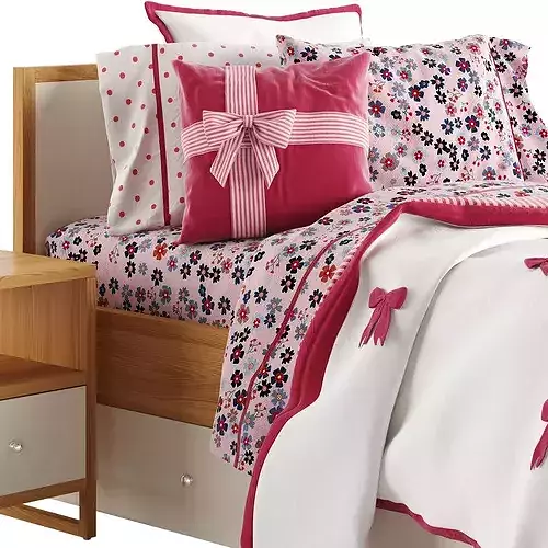 Kids Lina Bed and Nightstand 3D model 2