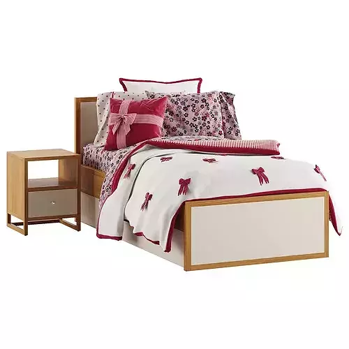 Kids Lina Bed and Nightstand 3D model