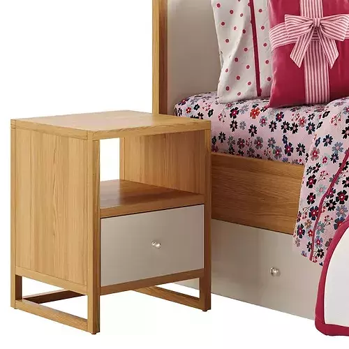 Kids Lina Bed and Nightstand 3D model 3