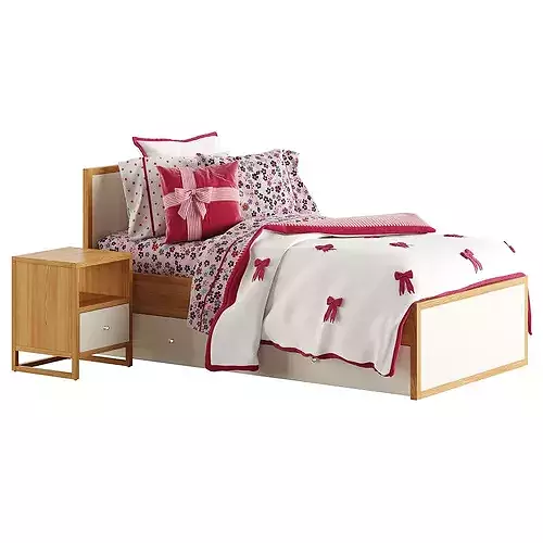 Kids Lina Bed and Nightstand 3D model 6