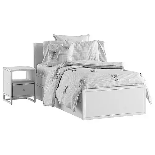 Kids Lina Bed and Nightstand 3D model 7