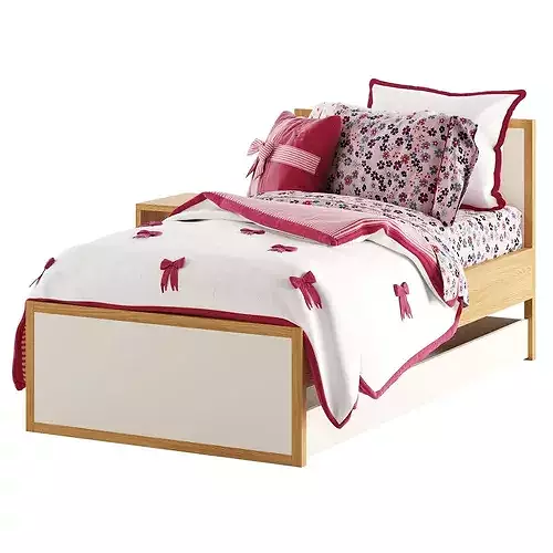 Kids Lina Bed and Nightstand 3D model 5