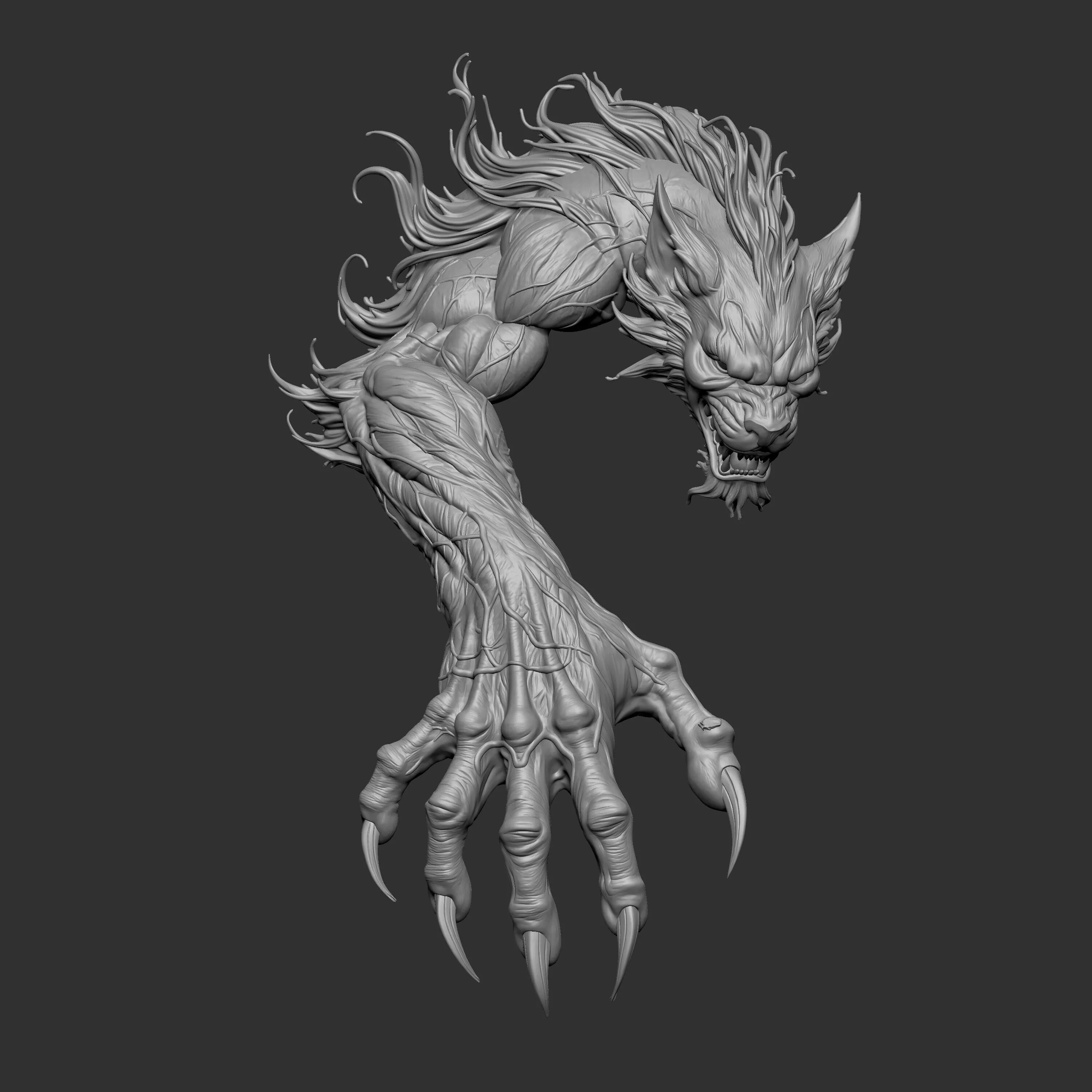3D model rendering of a Feral Werewolf Lycanthrope 3D print model