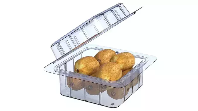 Kiwi Fruit Box Plastic Transparent Low-poly 3D model