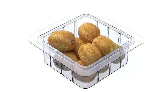 Kiwi Fruit Box Plastic Transparent Low-poly 3D model 4