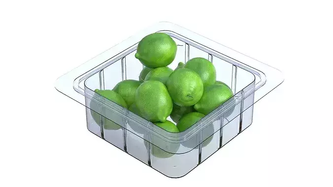 Lime Fruit Box Plastic Transparent Low-poly 3D model 4