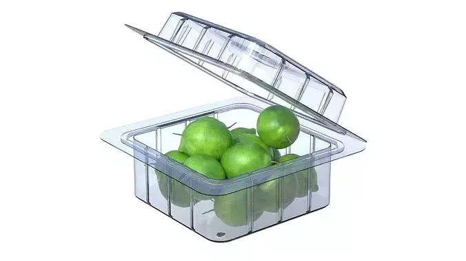 Lime Fruit Box Plastic Transparent Low-poly 3D model