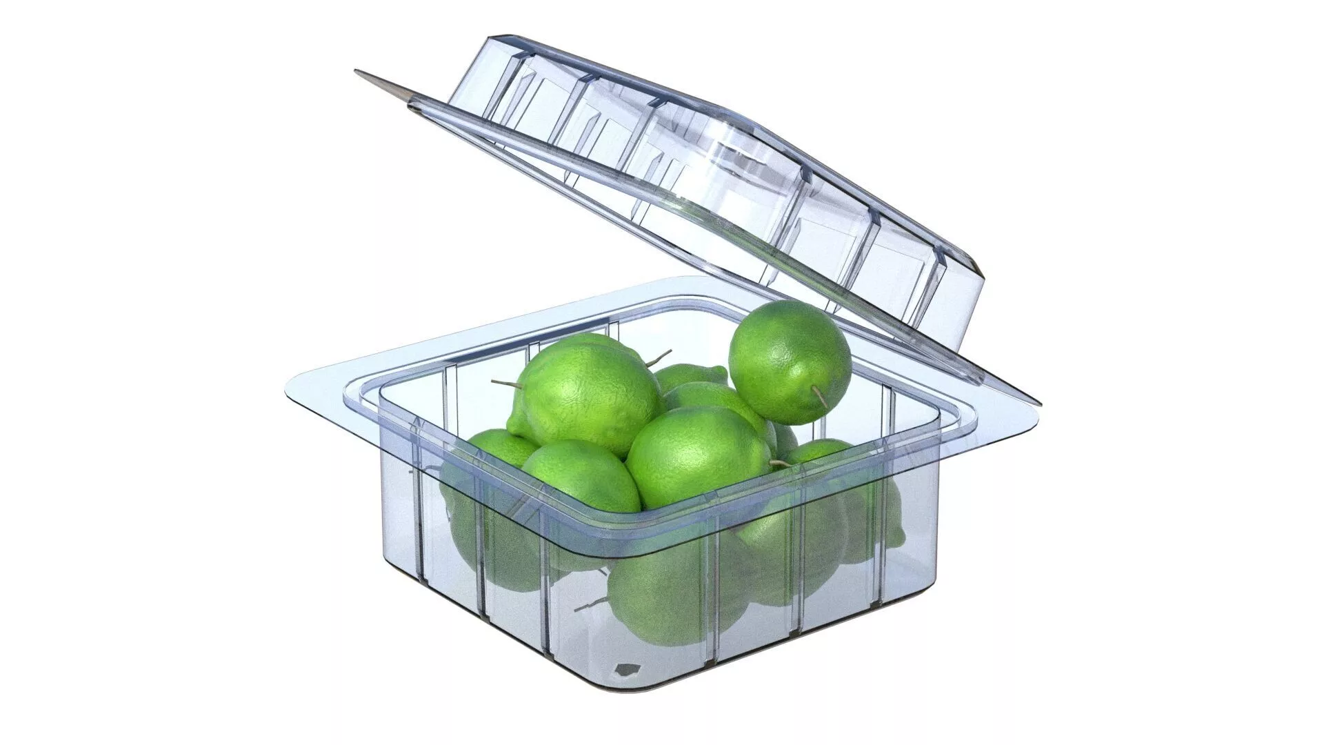 Lime Fruit Box Plastic Transparent Low-poly 3D model