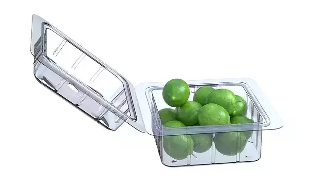 Lime Fruit Box Plastic Transparent Low-poly 3D model 5