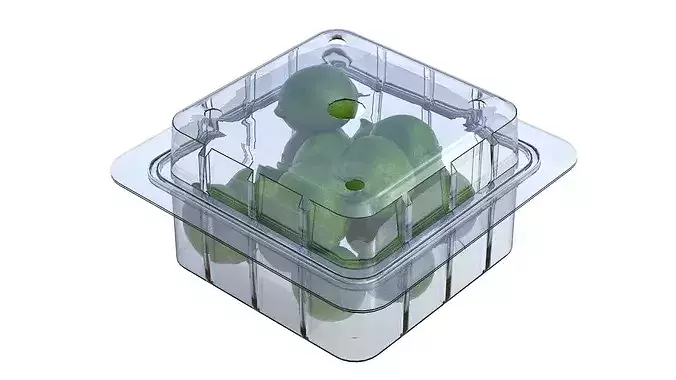 Lime Fruit Box Plastic Transparent Low-poly 3D model 3