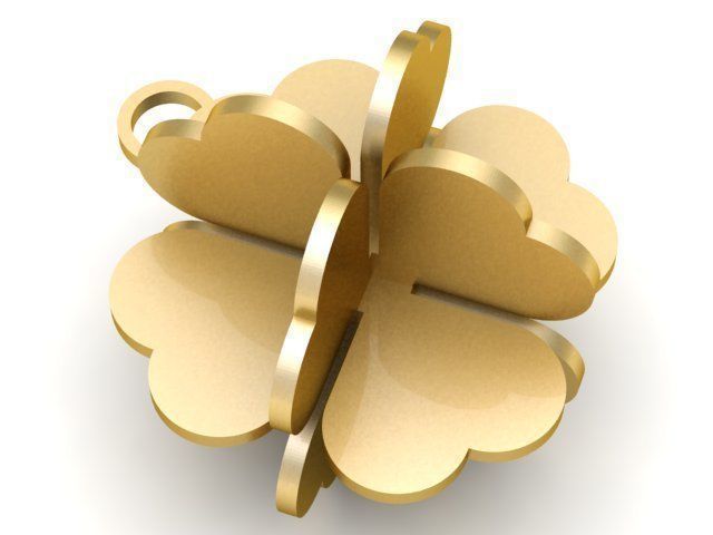 Pendant four leaf clover 3D print model