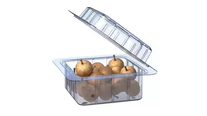 Longan Fruit Box Plastic Transparent Low-poly 3D model 3