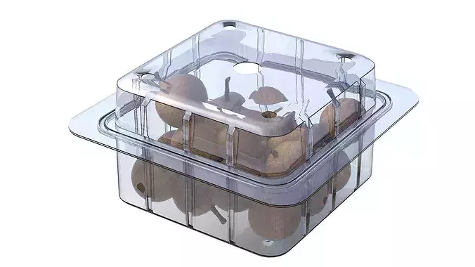 Longan Fruit Box Plastic Transparent Low-poly 3D model 4