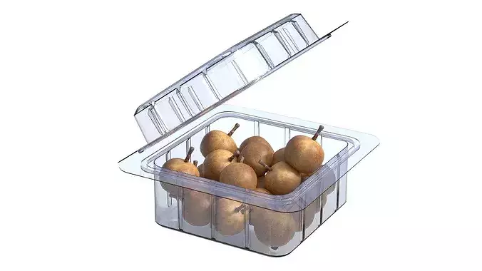 Longan Fruit Box Plastic Transparent Low-poly 3D model 2