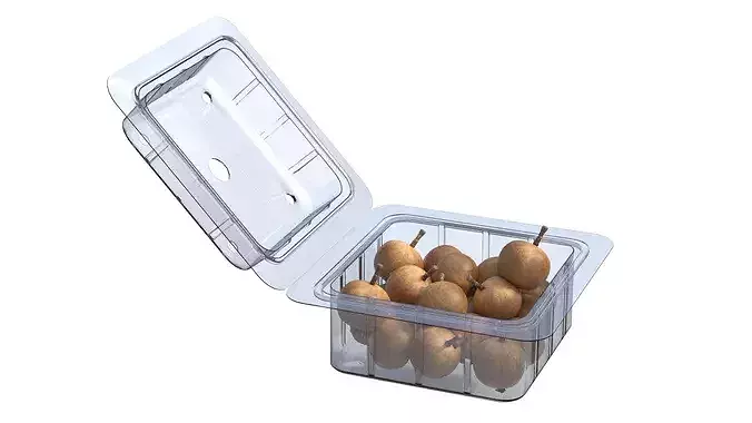 Longan Fruit Box Plastic Transparent Low-poly 3D model