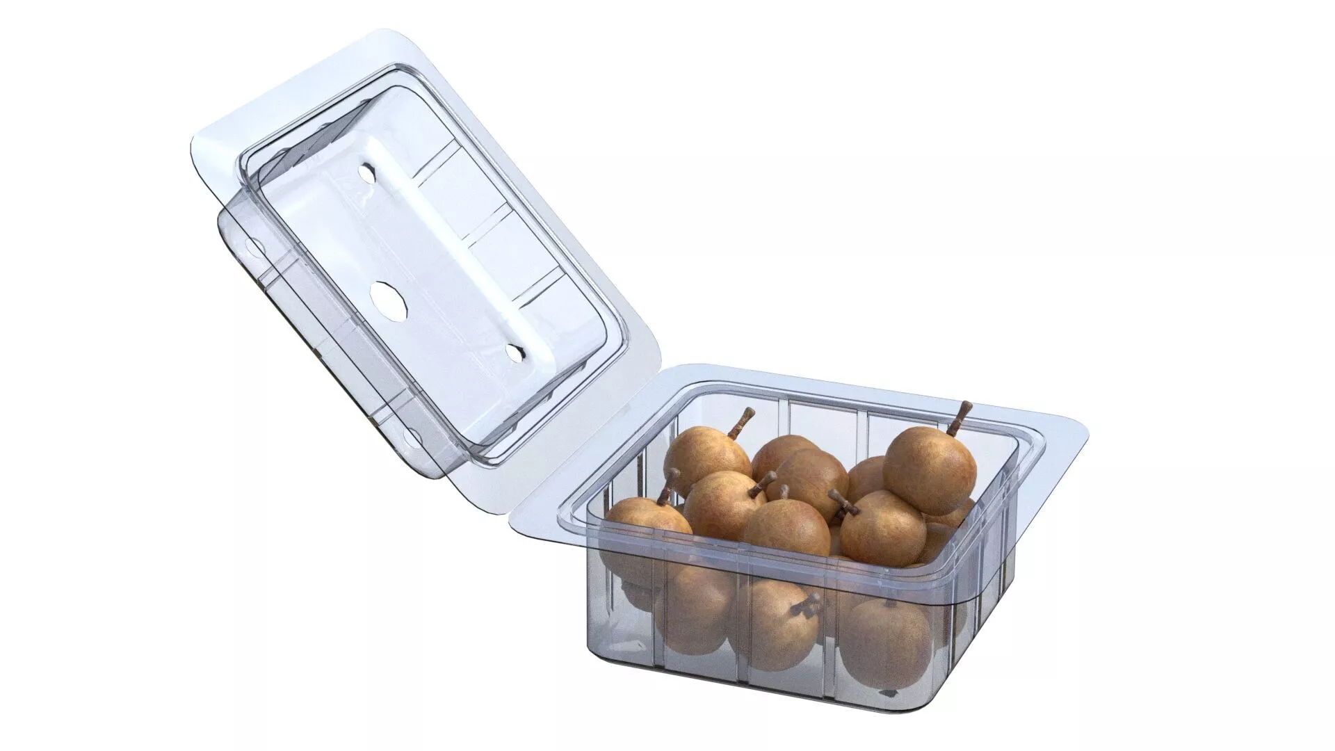 Longan Fruit Box Plastic Transparent Low-poly 3D model