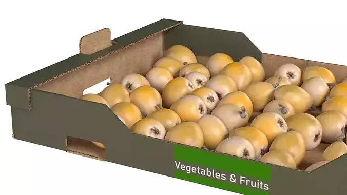 Loquat Cardboard Fruit Box Low-poly 3D model 4