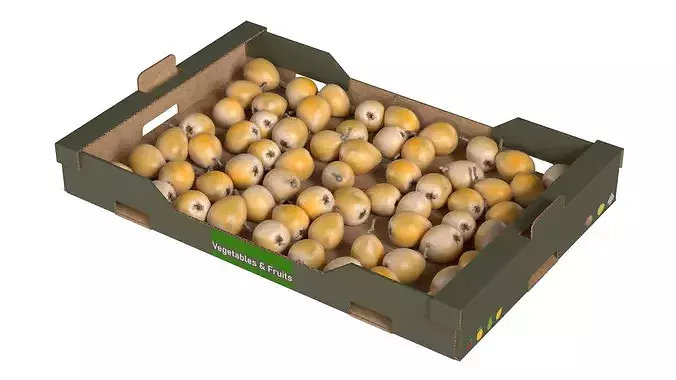 Loquat Cardboard Fruit Box Low-poly 3D model 2
