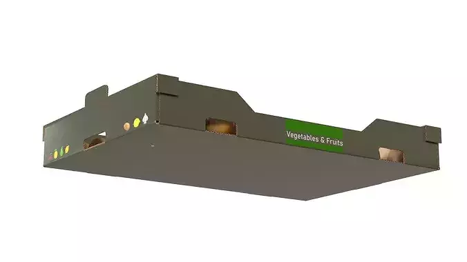 Loquat Cardboard Fruit Box Low-poly 3D model 5