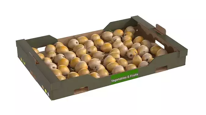 Loquat Cardboard Fruit Box Low-poly 3D model
