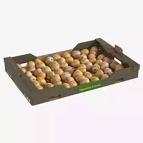 Loquat Cardboard Fruit Box Low-poly 3D model 6