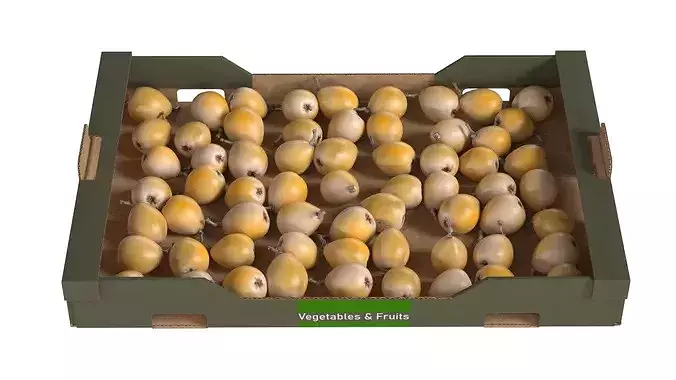 Loquat Cardboard Fruit Box Low-poly 3D model 3