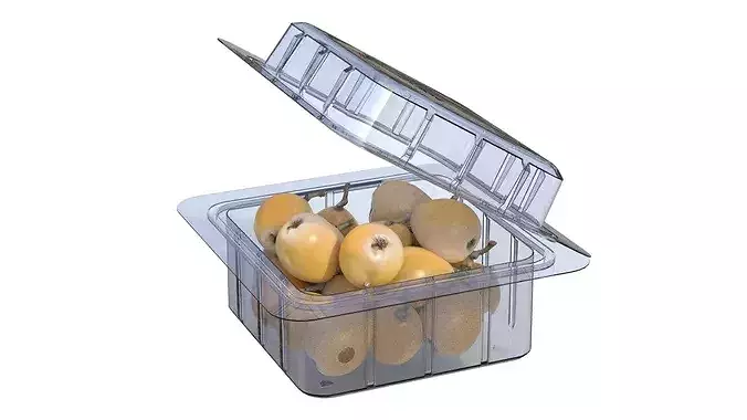 Loquat Fruit Box Plastic Transparent Low-poly 3D model 2