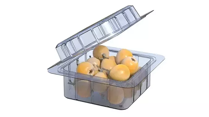Loquat Fruit Box Plastic Transparent Low-poly 3D model