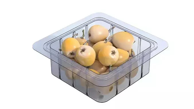 Loquat Fruit Box Plastic Transparent Low-poly 3D model 4