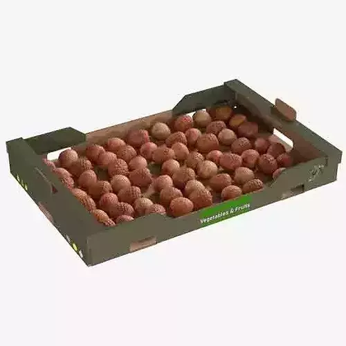 Lychee Cardboard Fruit Box Low-poly 3D model 6