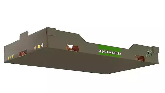 Lychee Cardboard Fruit Box Low-poly 3D model 5