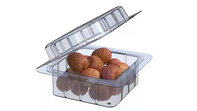 Lychee Fruit Box Plastic Transparent Low-poly 3D model