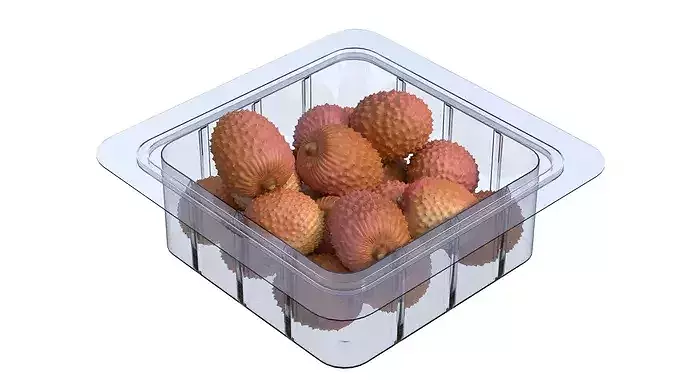Lychee Fruit Box Plastic Transparent Low-poly 3D model 4