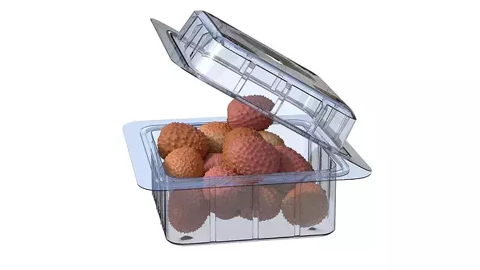 Lychee Fruit Box Plastic Transparent Low-poly 3D model 2