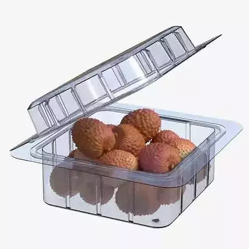 Lychee Fruit Box Plastic Transparent Low-poly 3D model 6