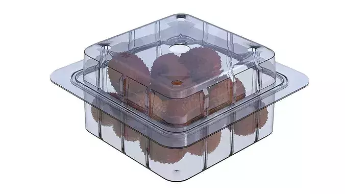 Lychee Fruit Box Plastic Transparent Low-poly 3D model 3
