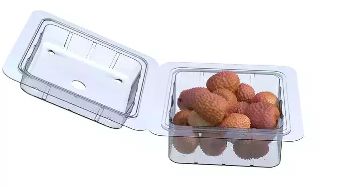Lychee Fruit Box Plastic Transparent Low-poly 3D model 5