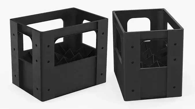 Beverage Crate with Compartments Black 3D model