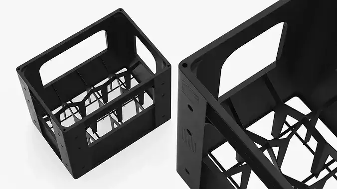 Beverage Crate with Compartments Black 3D model 3